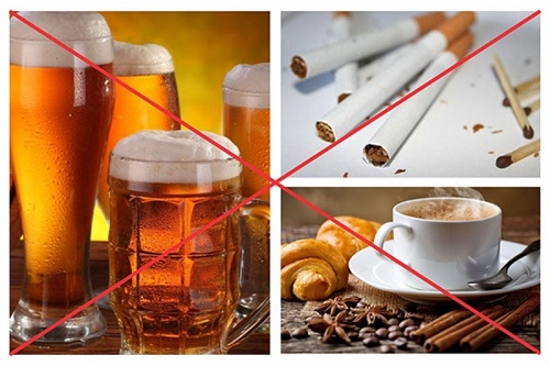 Hút thuốc, sử dụng các chất có hại cho cơ thể, bao gồm: rượu bia, thuốc lá, cà phê, 